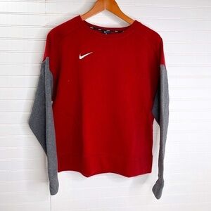 NEW Women's Nike Crewneck Sweatshirt Red Gray Color Block NWT Large